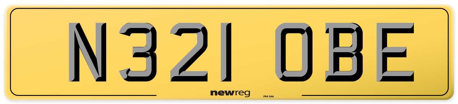 N321 OBE Rear Number Plate