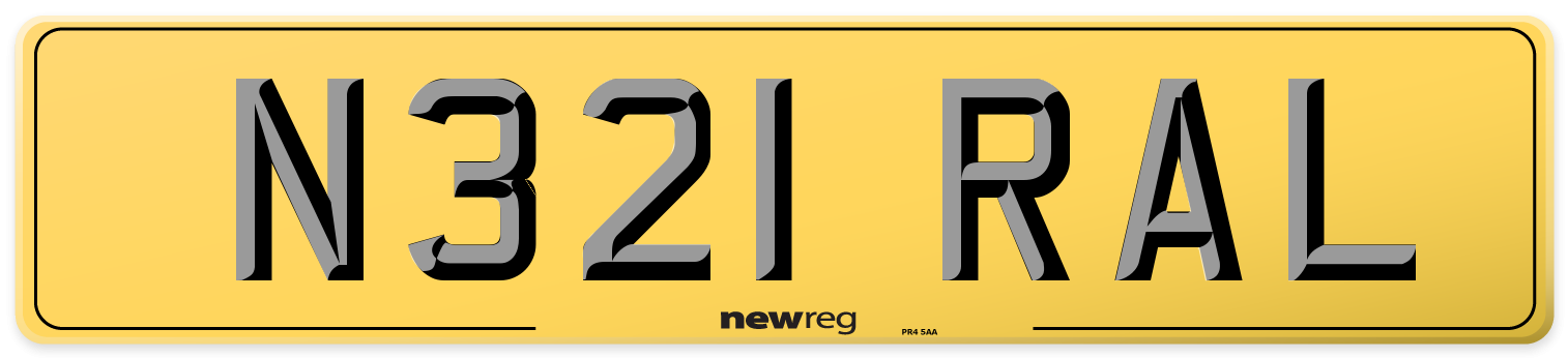N321 RAL Rear Number Plate