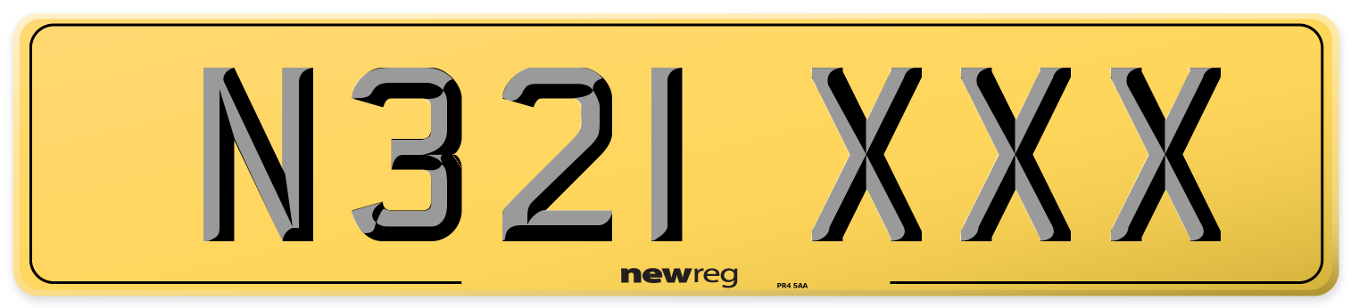 N321 XXX Rear Number Plate