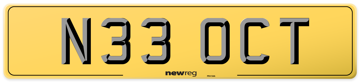 N33 OCT Rear Number Plate