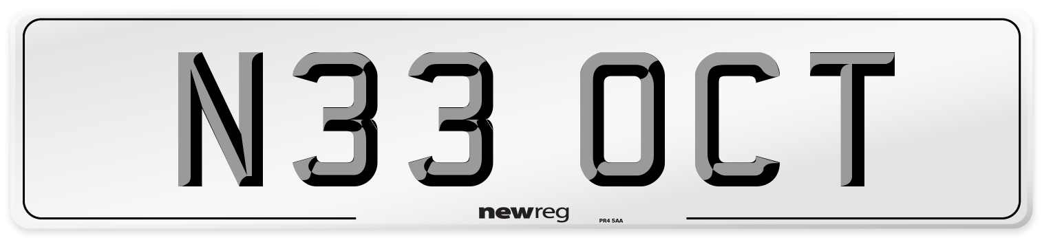 N33 OCT Front Number Plate