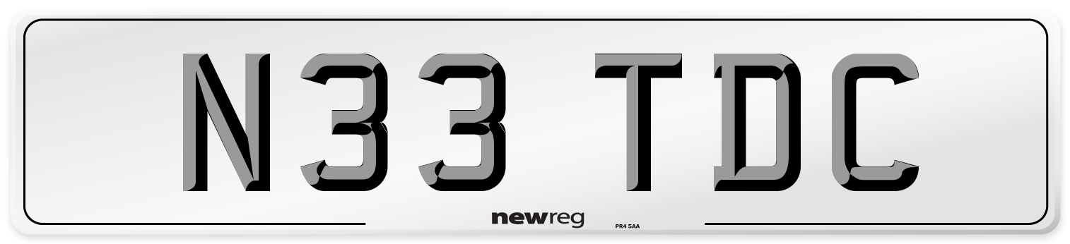 N33 TDC Front Number Plate