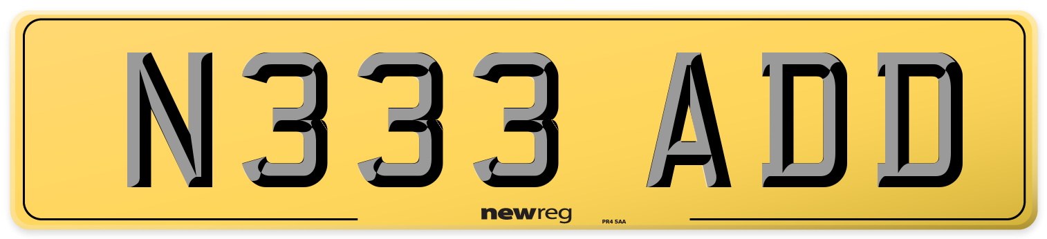 N333 ADD Rear Number Plate