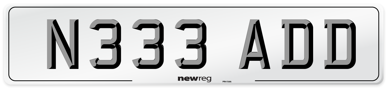 N333 ADD Front Number Plate