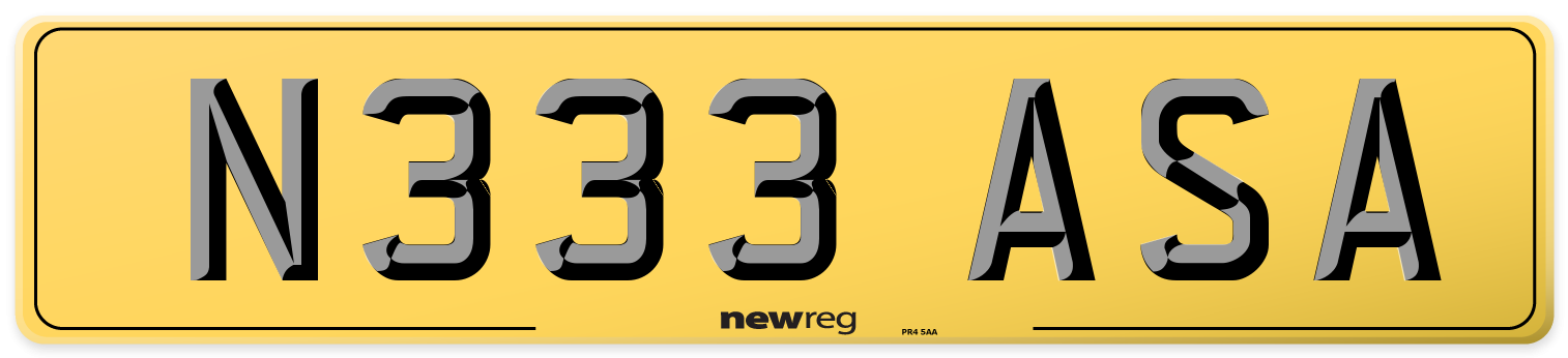N333 ASA Rear Number Plate