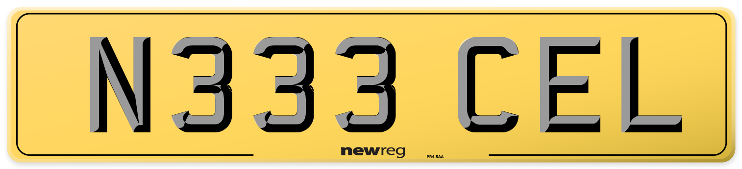 N333 CEL Rear Number Plate