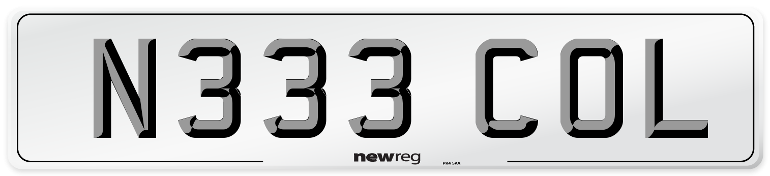 N333 COL Front Number Plate