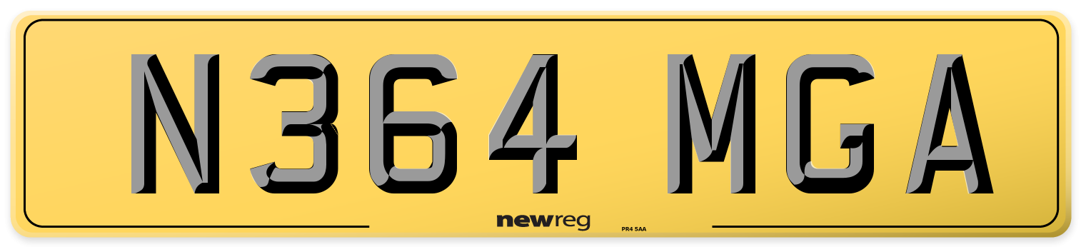 N364 MGA Rear Number Plate