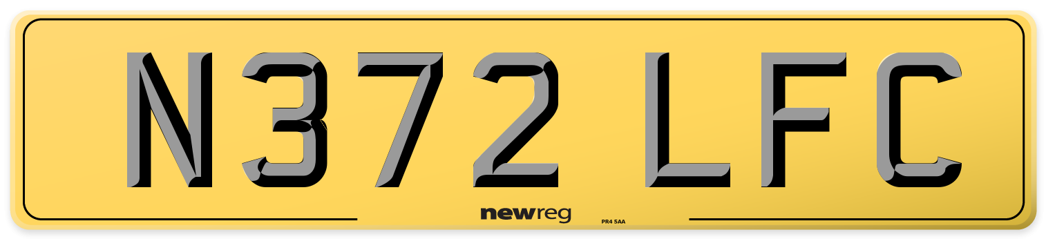 N372 LFC Rear Number Plate