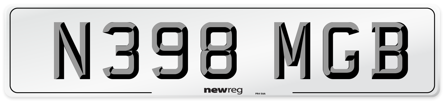 N398 MGB Front Number Plate