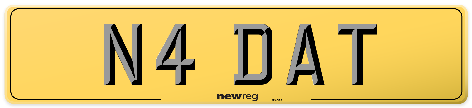 N4 DAT Rear Number Plate