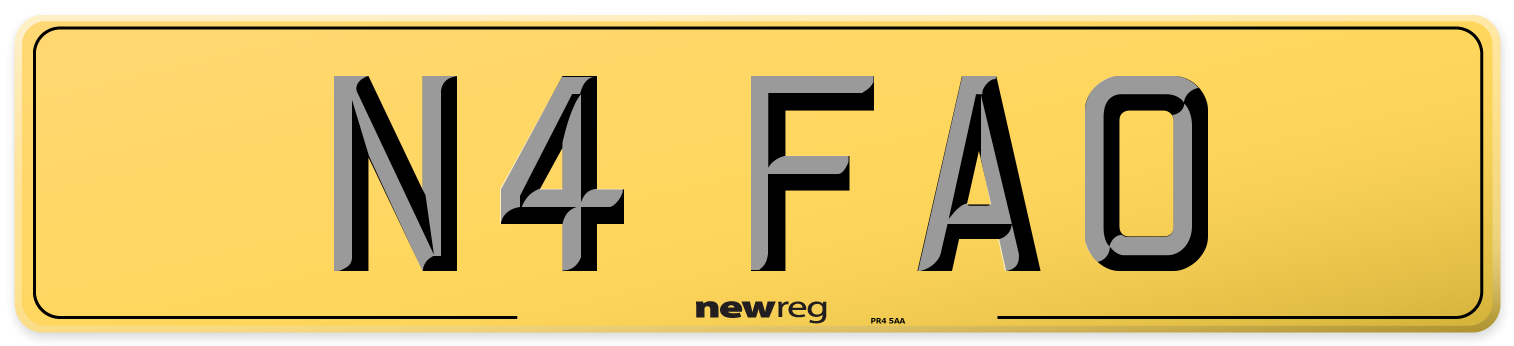 N4 FAO Rear Number Plate