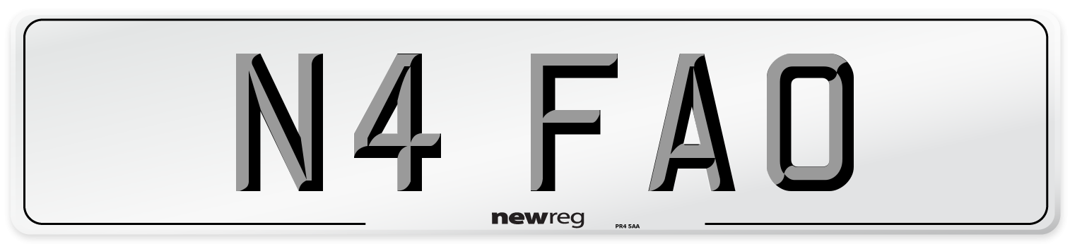 N4 FAO Front Number Plate