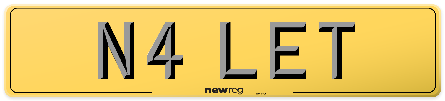 N4 LET Rear Number Plate