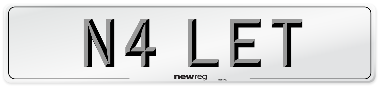 N4 LET Front Number Plate