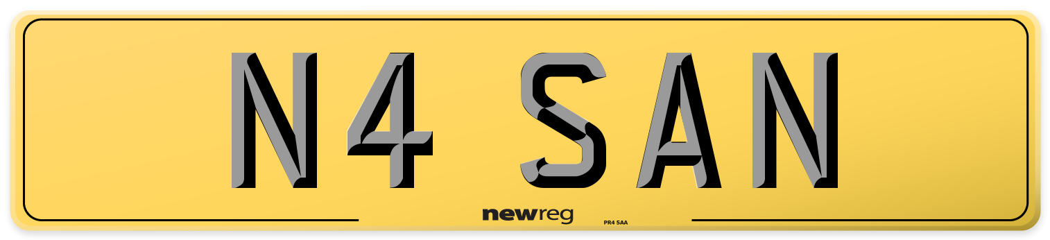 N4 SAN Rear Number Plate