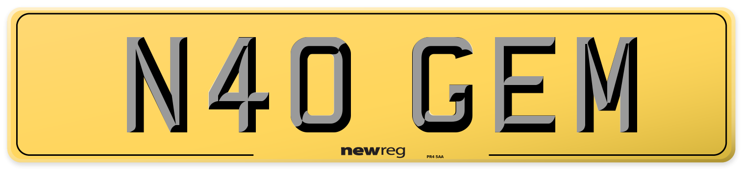 N40 GEM Rear Number Plate