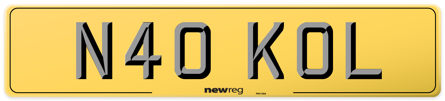 N40 KOL Rear Number Plate