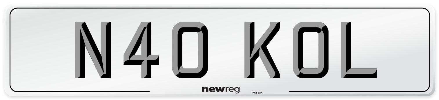 N40 KOL Front Number Plate