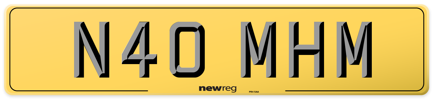 N40 MHM Rear Number Plate