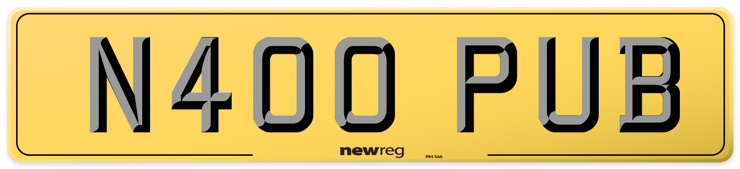 N400 PUB Rear Number Plate