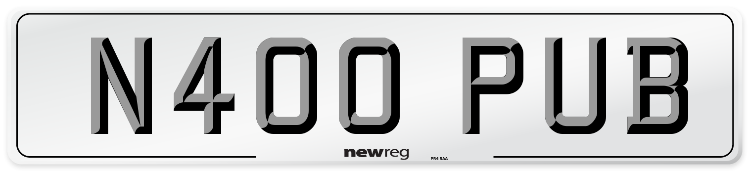 N400 PUB Front Number Plate