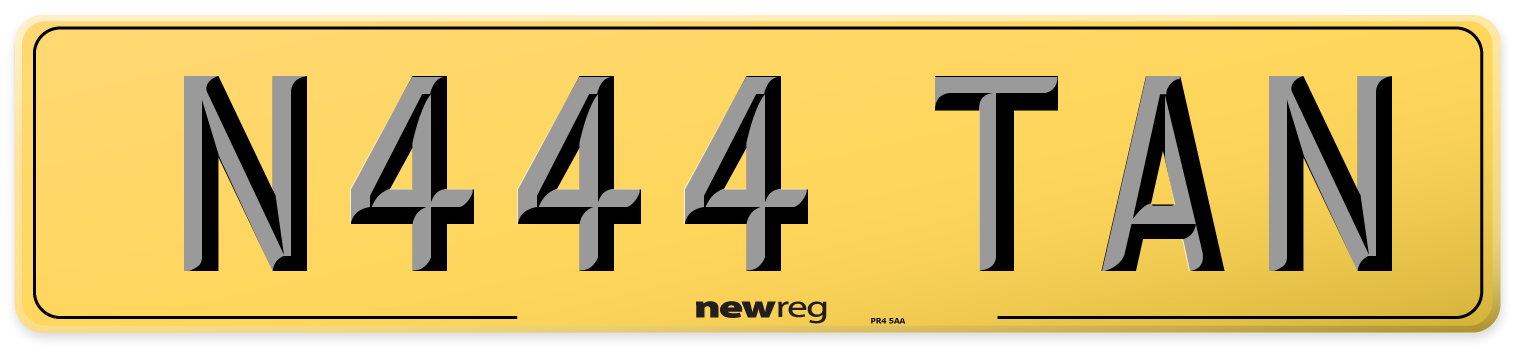 N444 TAN Rear Number Plate