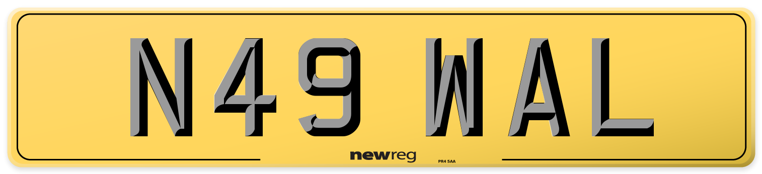 N49 WAL Rear Number Plate