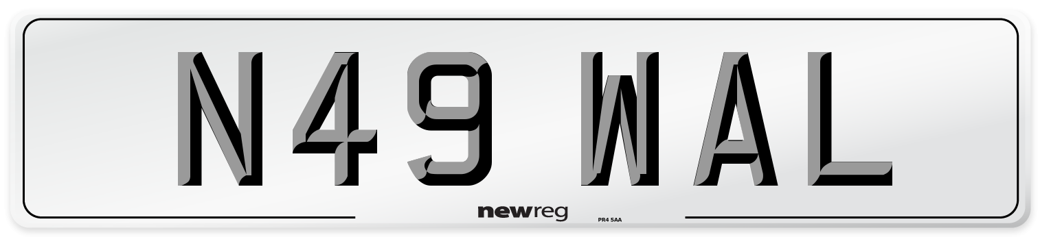 N49 WAL Front Number Plate