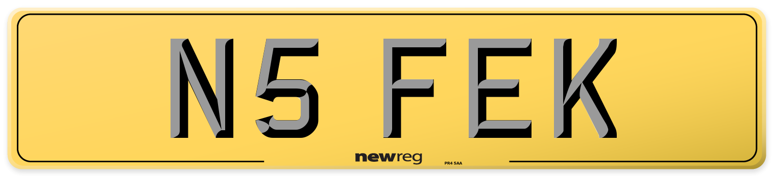 N5 FEK Rear Number Plate
