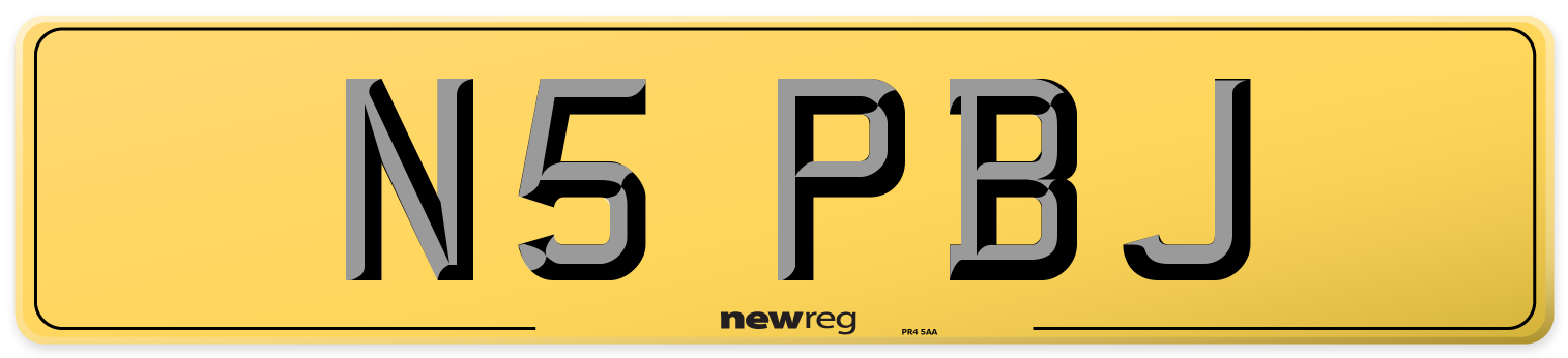 N5 PBJ Rear Number Plate