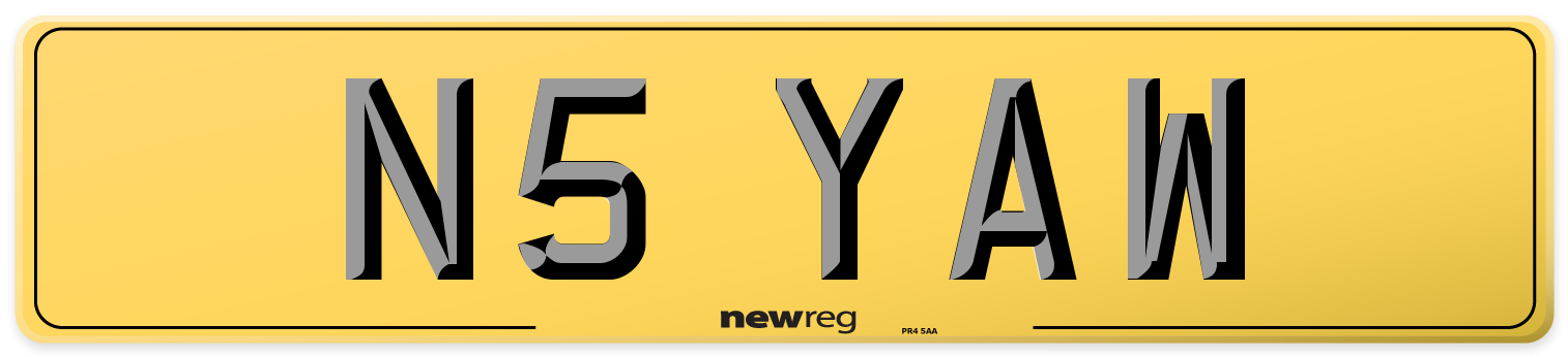 N5 YAW Rear Number Plate