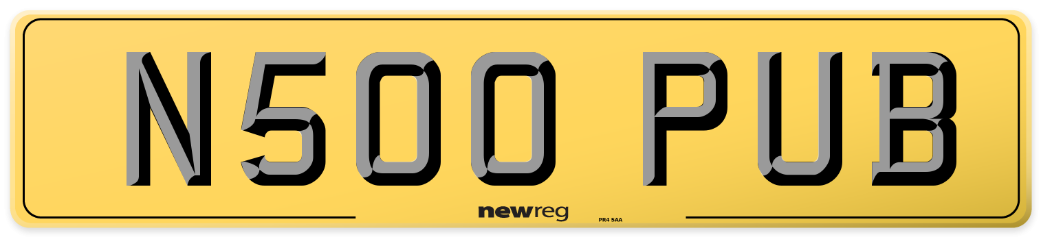 N500 PUB Rear Number Plate