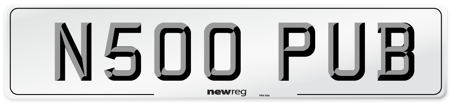 N500 PUB Front Number Plate