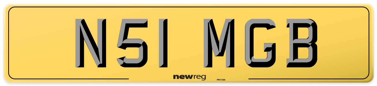N51 MGB Rear Number Plate