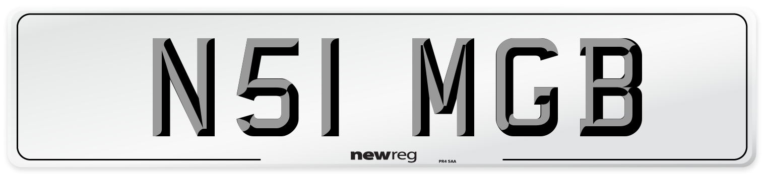 N51 MGB Front Number Plate