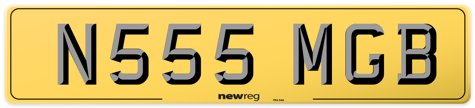 N555 MGB Rear Number Plate