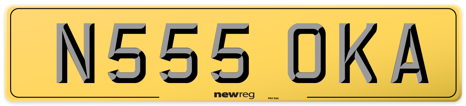 N555 OKA Rear Number Plate