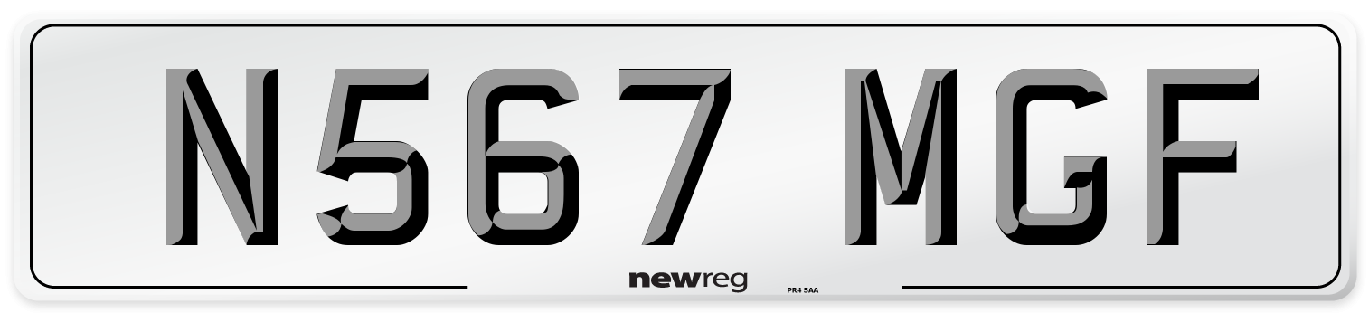 N567 MGF Front Number Plate