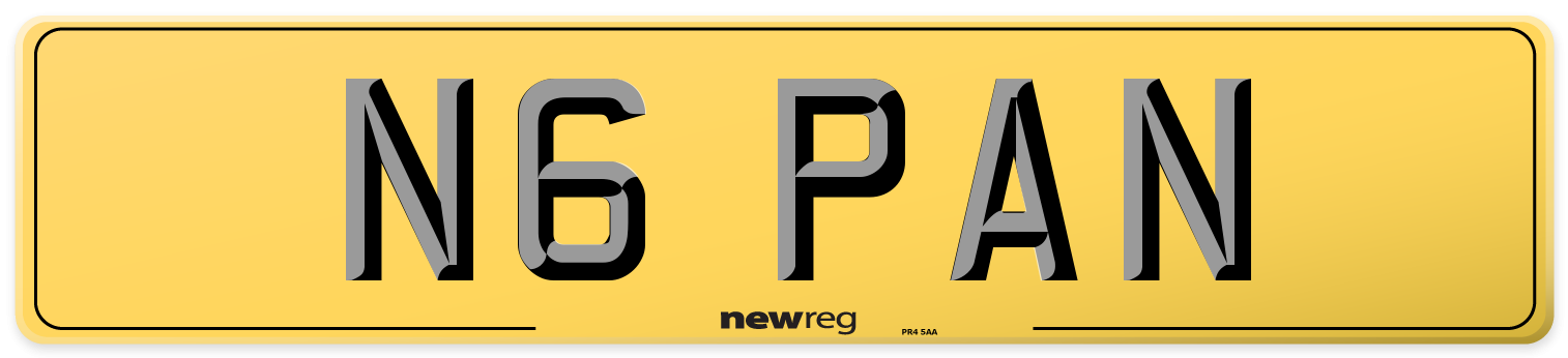N6 PAN Rear Number Plate