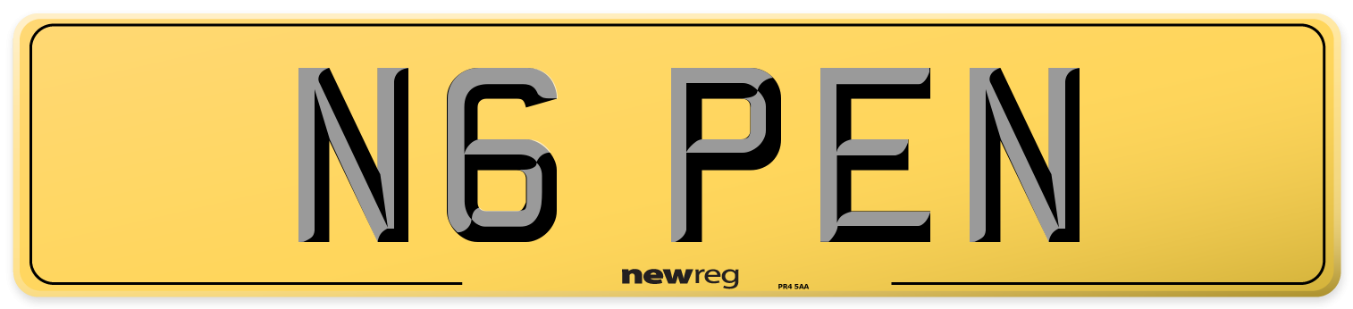 N6 PEN Rear Number Plate