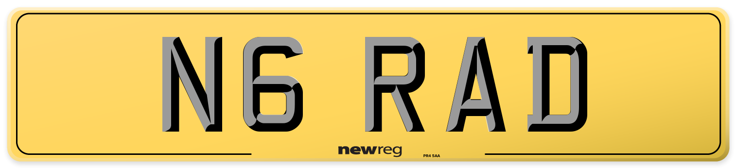 N6 RAD Rear Number Plate