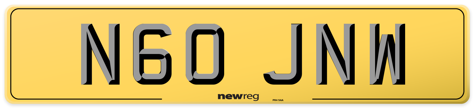 N60 JNW Rear Number Plate