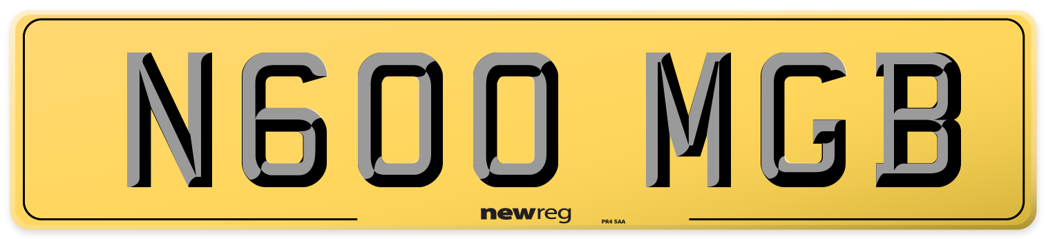 N600 MGB Rear Number Plate