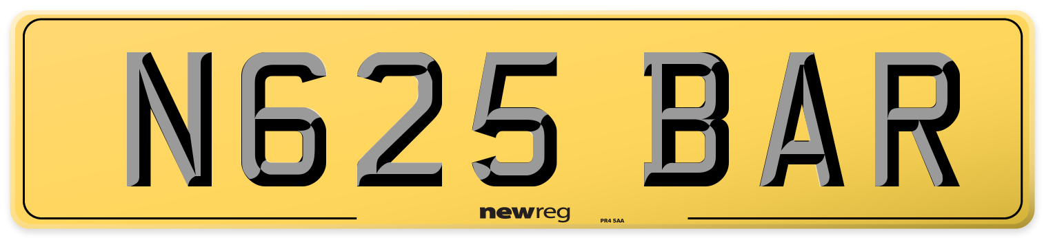 N625 BAR Rear Number Plate
