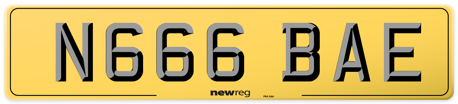 N666 BAE Rear Number Plate