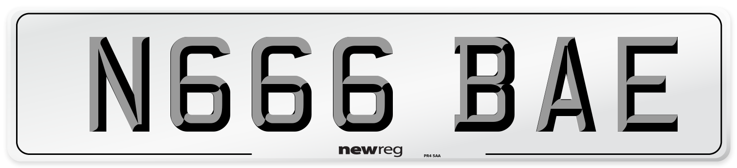 N666 BAE Front Number Plate