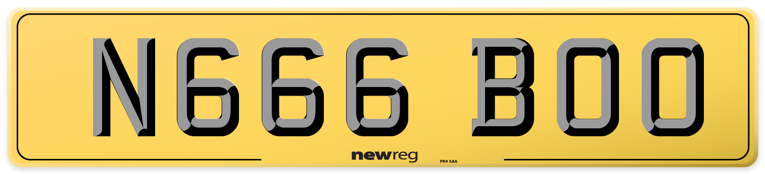 N666 BOO Rear Number Plate