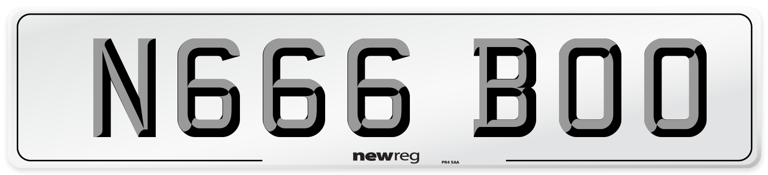 N666 BOO Front Number Plate
