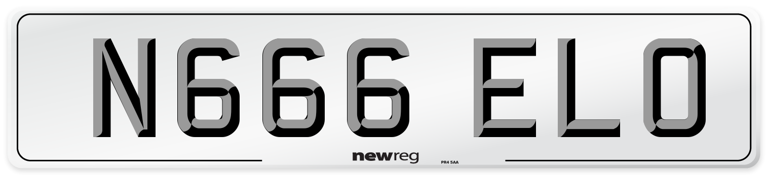 N666 ELO Front Number Plate